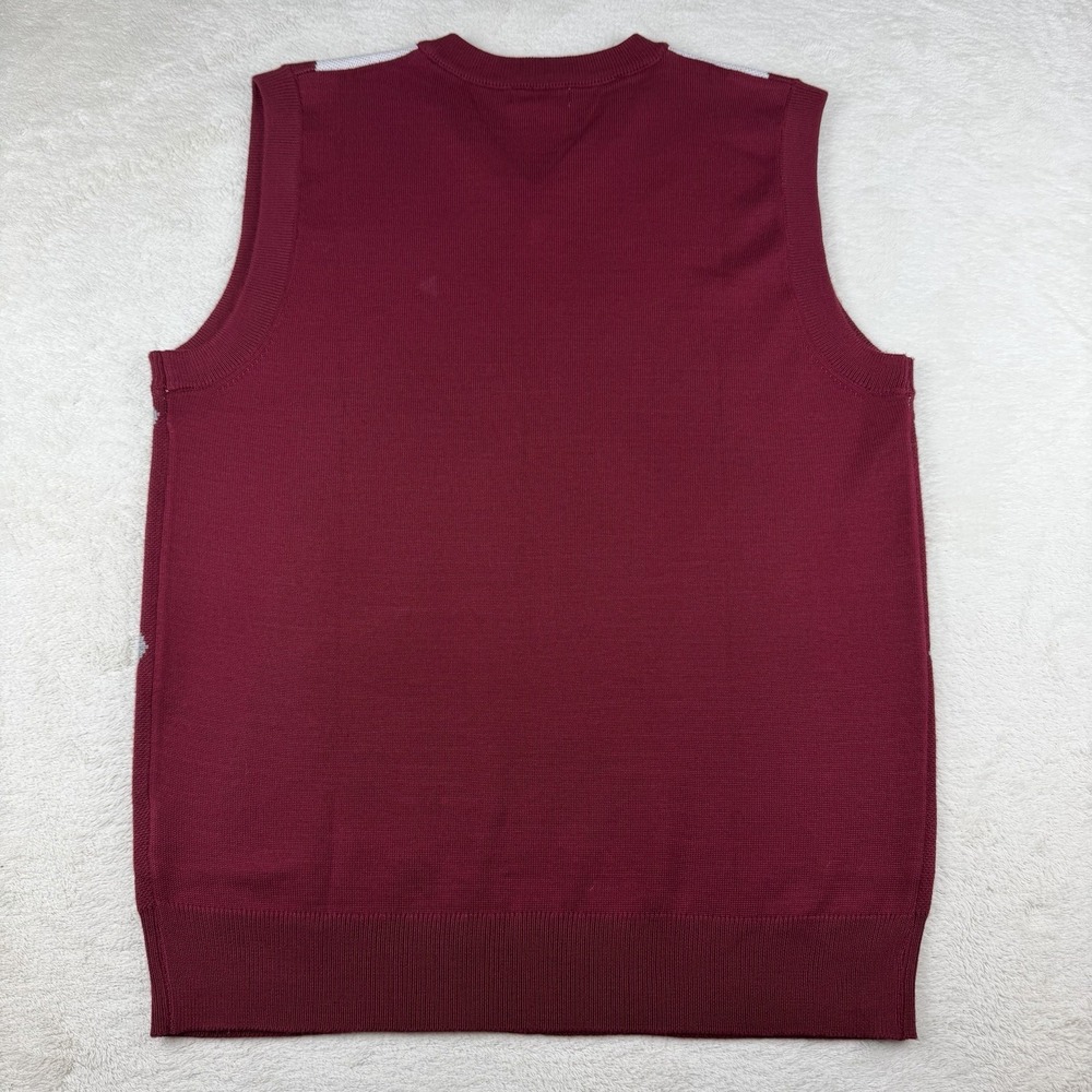 Coofandy V-Neck Sweater Vest Men's SMALL Red/Gray Argyle Sleeveless Pullover NWT - Picture 9 of 11